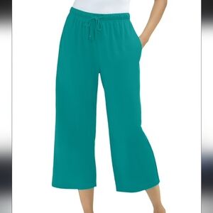 Woman Within Relaxed Fit Capri Pants Size 3x Gorgeous Teal Color